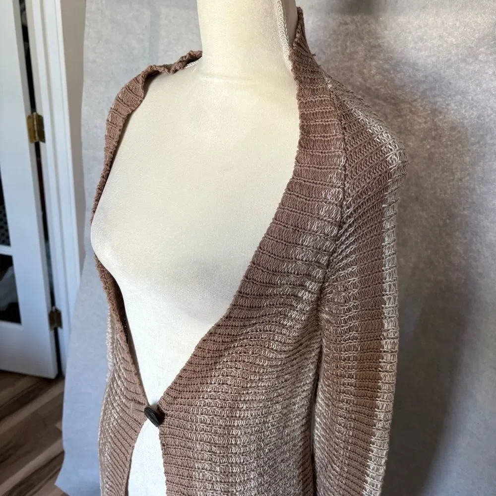 Prana Cardigan Womens Size Small Brown Organic Cotton Open Front Boho Minimalist